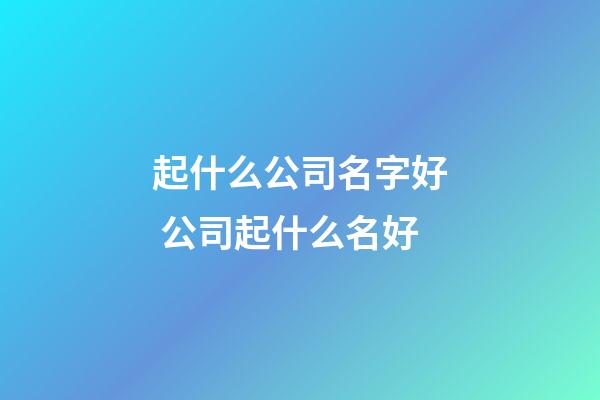起什么公司名字好 公司起什么名好